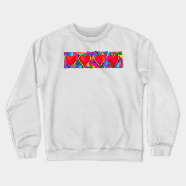 4 Hearts Crewneck Sweatshirt by KatieMorrisArt